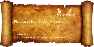 Moseszku Lőrinc névjegykártya